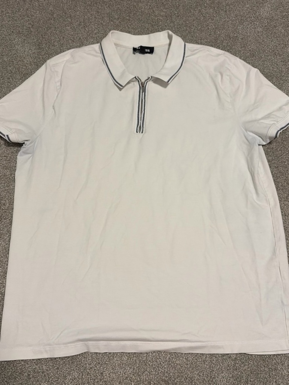 Express White Polo Shirt with Navy Trim